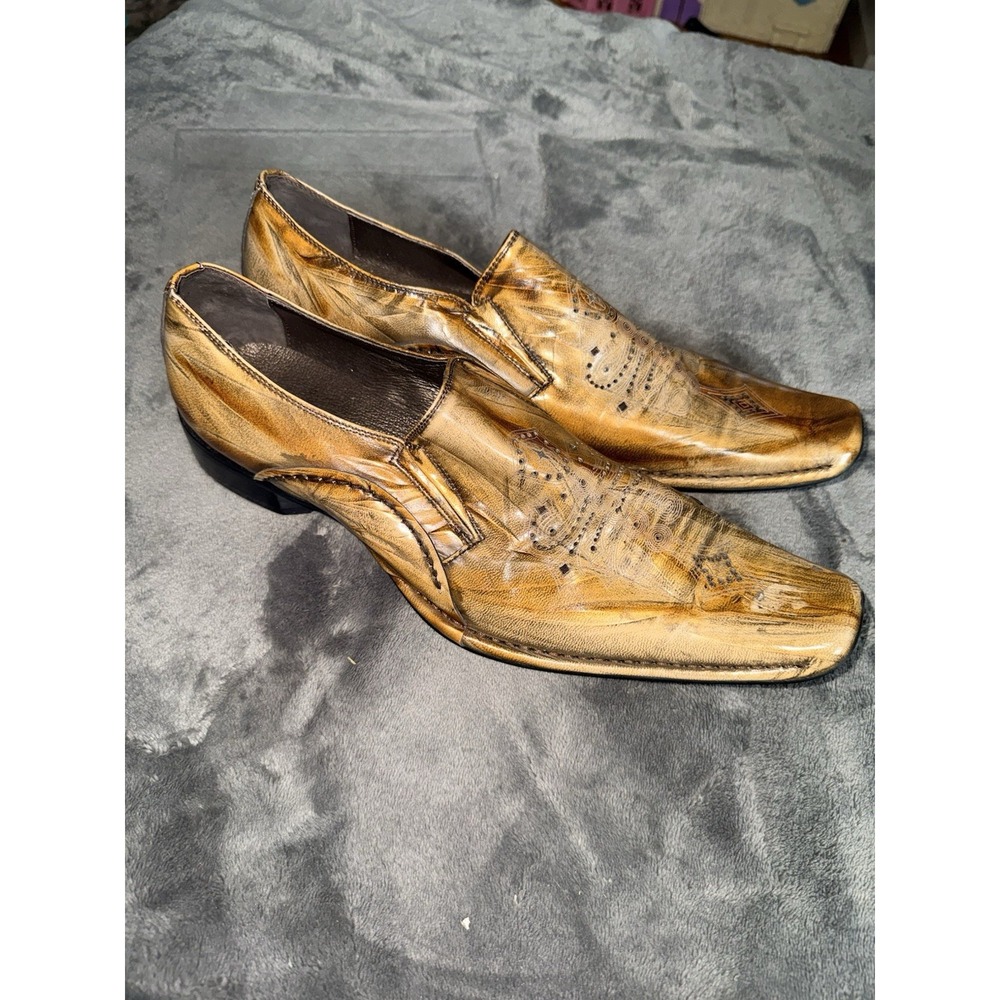 Steve Madden Loafers Mens 12 Exotic Marbled Faux Leather Square Toe Slip On